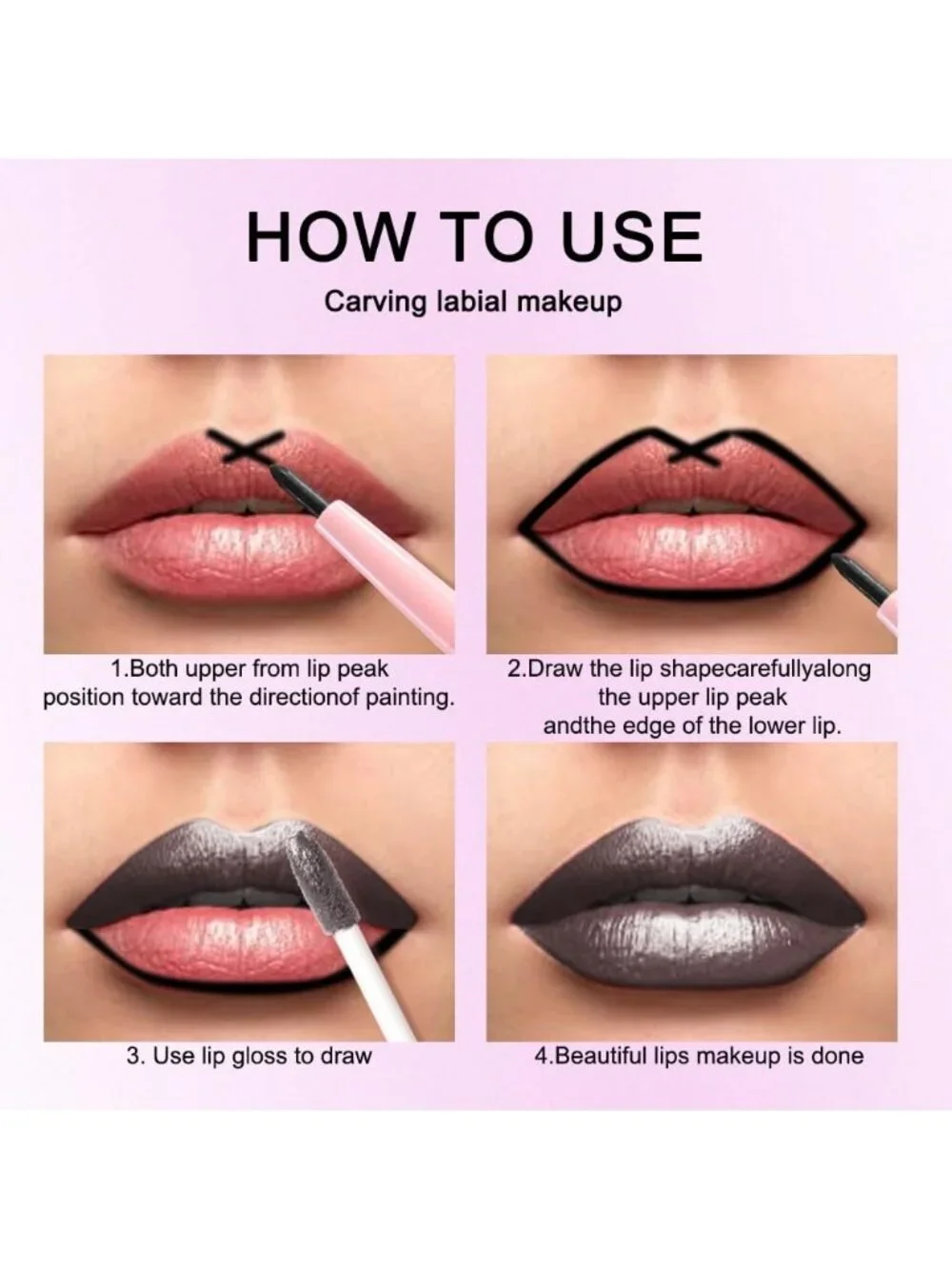 Women 17# Black Coal-Metallic 2-in-1 Metallic Long Lasting Lipstick & Lip Liner
